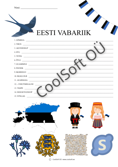 Eesti Vabariik – tööleht lastele