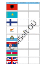 Euroopa riigid ja pealinnad tööleht – riigilipud, riigi nimi ja pealinn täitmiseks mõeldud tabelis