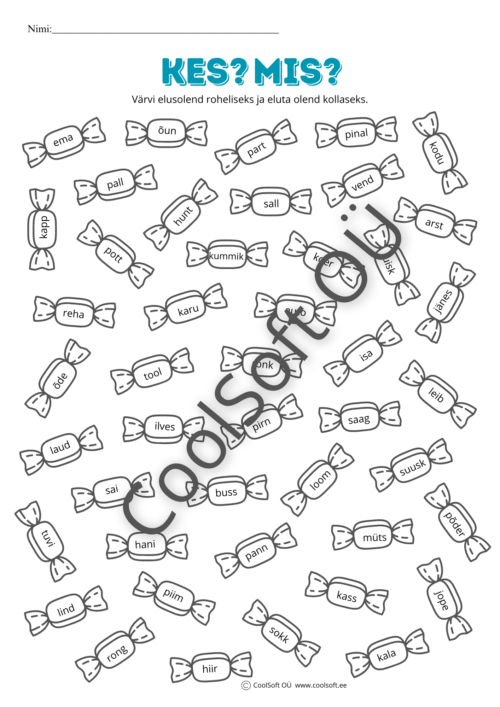 Kes ja mis tööleht elusolendite ja eluta esemete eristamiseks