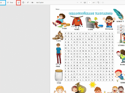 Pildil on Eesti-teemaline krüptogrammi tööleht, kus laps seostab pildimärgid tähtedega ja moodustab Eesti sümbolite ning kultuuriga seotud sõnu. Sobib algklasside õppetegevuseks ja teadmiste kinnistamiseks.