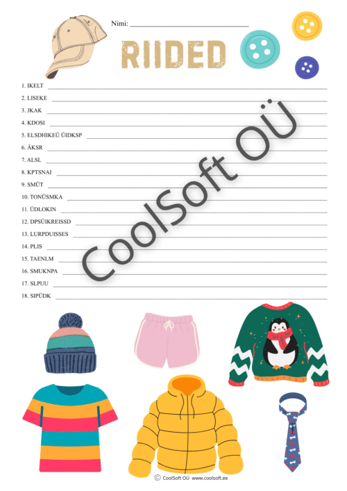 Riided – tähekrüptogramm lastele