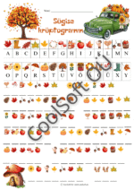 Sügise krüptogrammi tööleht, kus lapsed lahendavad sügisteemalisi pildikrüptogramme