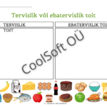 Tervislik või ebatervislik toit tööleht toiduainete sorteerimiseks lastele