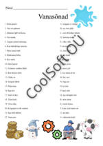 Vanasõnade tööleht, kus lapsed ühendavad vanasõnade algused ja lõpud õigeks tervikuks.