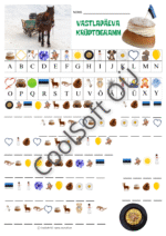 Vastlapäeva krüptogrammi tööleht pildimärkide ja tähtedega lastele