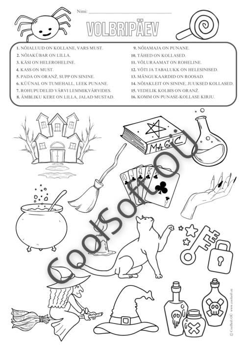Volbripäeva värvimistööleht lugemisjuhistega lastele