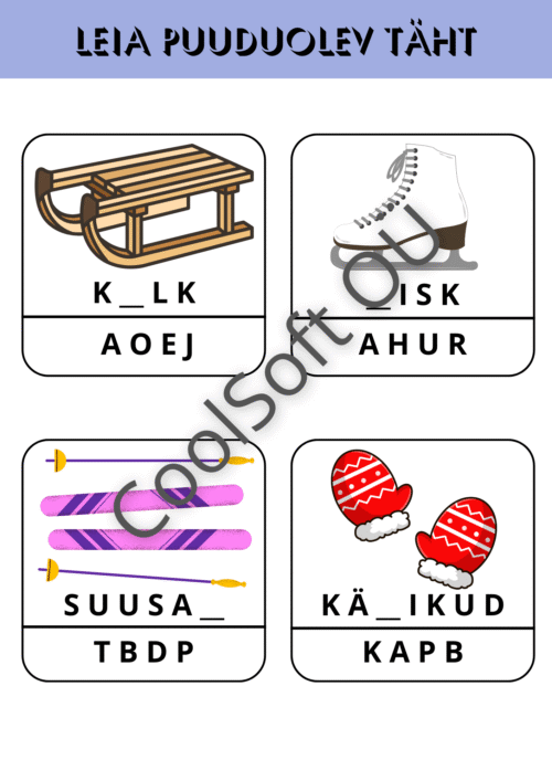 Leia puuduv täht tööleht