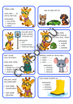 Hariva ja värvilise lauamängu “Kiki seikluskaart” ülesannete kaart, kus kaelkirjak Kiki rändab džunglis, kõrbes ja linnas, täites lõbusaid ülesandeid. 🎲🦒