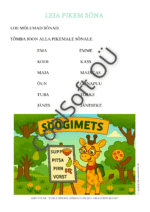 Töölehel kuvatud sõnadest tuleb lapsel üles leida igast reast pikem sõna