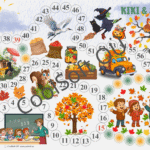 Lauamäng „Kiki & Sügis“, kus kaelkirjak Kiki rändab läbi sügise – lehed langevad, oravad koguvad varusid ja lapsed mängivad. 🍁🍂