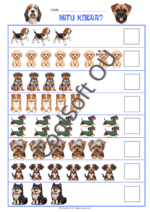 Töölehed „Loenda lemmikloomi“ – lastele mõeldud komplekt, kus tuleb loendada, mitu koera, kassi, papagoid, jänest ja kilpkonna on reas ning saadud vastus kirjuta iga rea lõpus olevasse kasti. 🐕🐈🐇🐢🐦