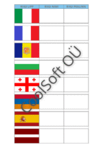Euroopa riigid ja pealinnad tööleht – riigilipud, riigi nimi ja pealinn täitmiseks mõeldud tabelis