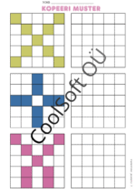 Kopeeri muster tööleht, kus laps peab värvilise ruudustikumustri tühjale ruudustikule täpselt samamoodi kopeerima.
