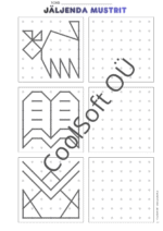 JÄLJENDA MUSTRIT töölehed – täppidega ruudustikul mustri kopeerimine (PDF, 14 lk)