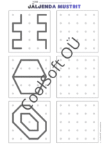 JÄLJENDA MUSTRIT töölehed – täppidega ruudustikul mustri kopeerimine (PDF, 14 lk)