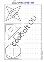 JÄLJENDA MUSTRIT töölehed – täppidega ruudustikul mustri kopeerimine (PDF, 14 lk)