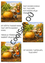Naerise muinasjutu illustratsioon, kus eit, taat, lapselaps ja loomad üritavad koos hiigelsuurt naerist maa seest välja tõmmata.