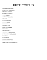 Eesti toitude teemaline tööleht, kus lapsed peavad segamini tähtedest moodustama sõnu nagu hapukapsas, verivorst ja kiluvõileib