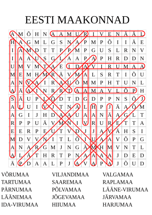 Eesti maakondade sõnaotsingu lahendusk