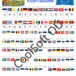 Euroopa riikide krüptogramm: lippude ja tähtede tabel ning lipukoodidega ülesanded